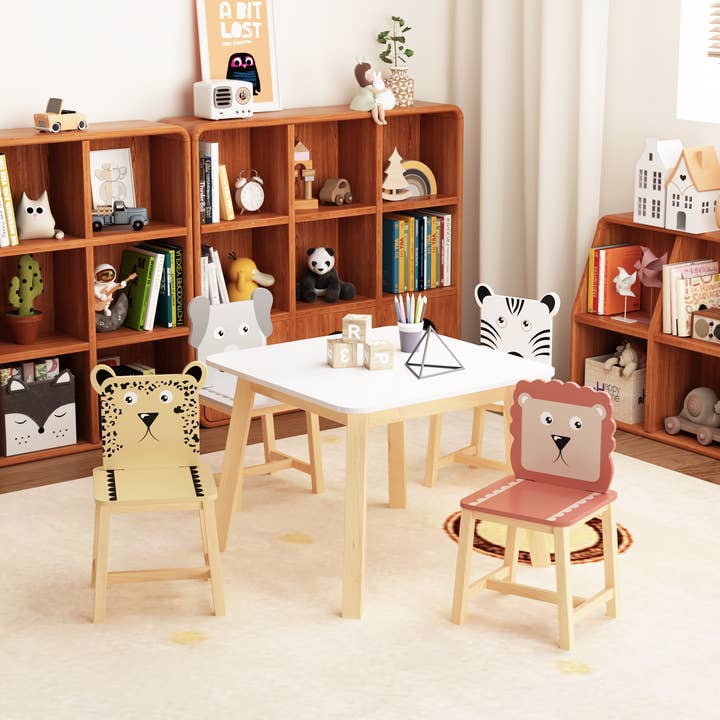 39F Inc. - Wholesale Chair - Kids - Kids Table and Chair Set with Cartoon Animal Backs, 5-Piece4