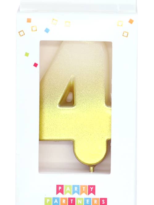 4 Gold Ombre Number Candle for wholesale by Party Partners
