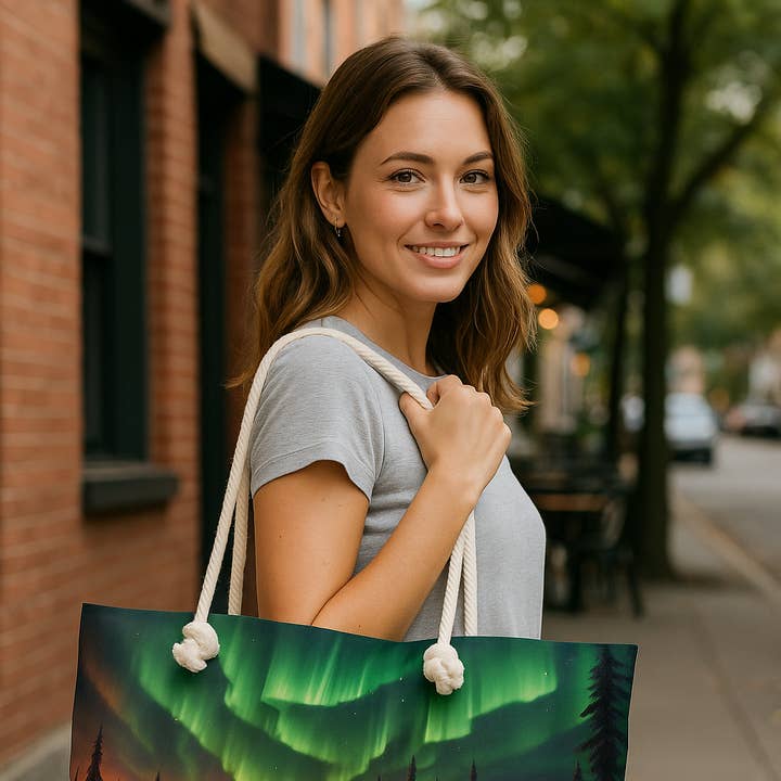 Northern Lights Weekender Bag - Travel Tote, Overnight Bag for wholesale by Upside Down Owl Farm