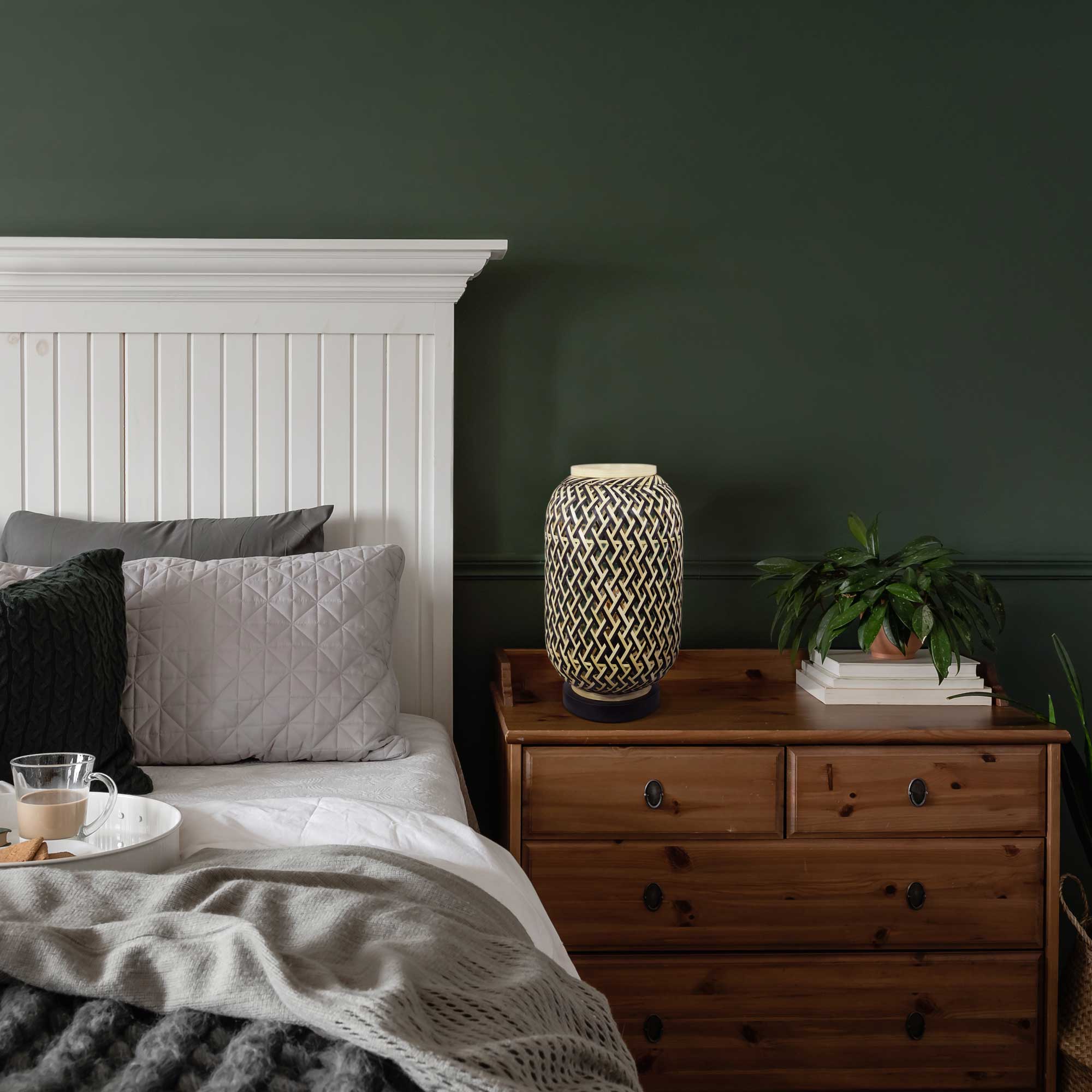 C-Création - Vendita all'ingrosso Lampada da pavimento - Lampada da tavolo Minelle in bambù naturale intrecciato e nero2