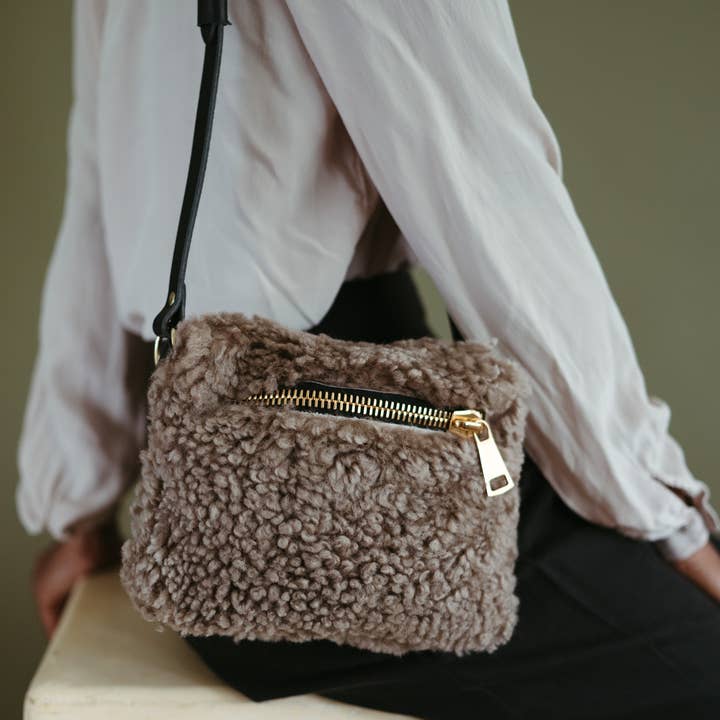 Your Bag of Holding - Wholesale Belt Bag - Women's - YBH Mushroom Shearling Fanny Pack - SMALL STRAP