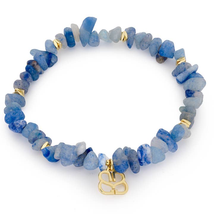 Pulseira de Cristais Aventurina Dourada e Azul Sana por atacado de Boho Betty