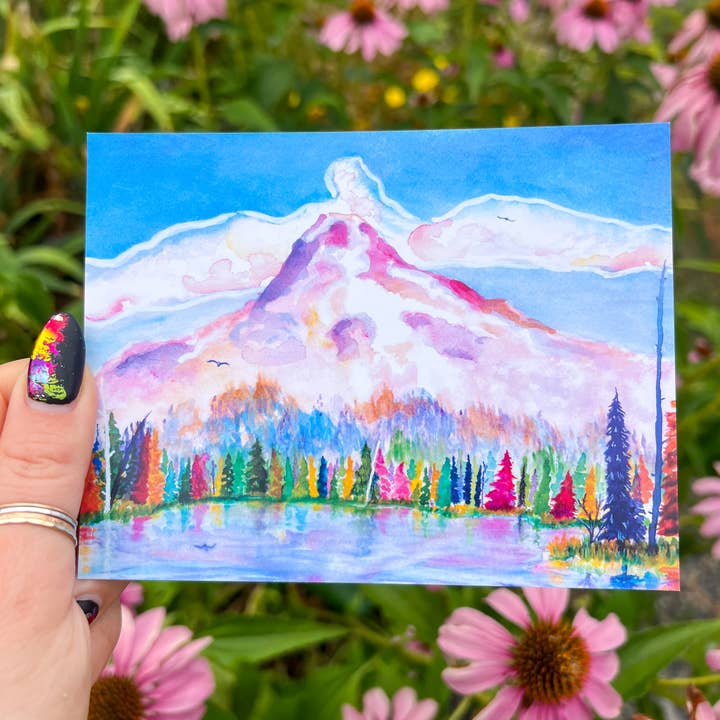 Trillium Lake Postcard for wholesale by Erin LaCerra Art