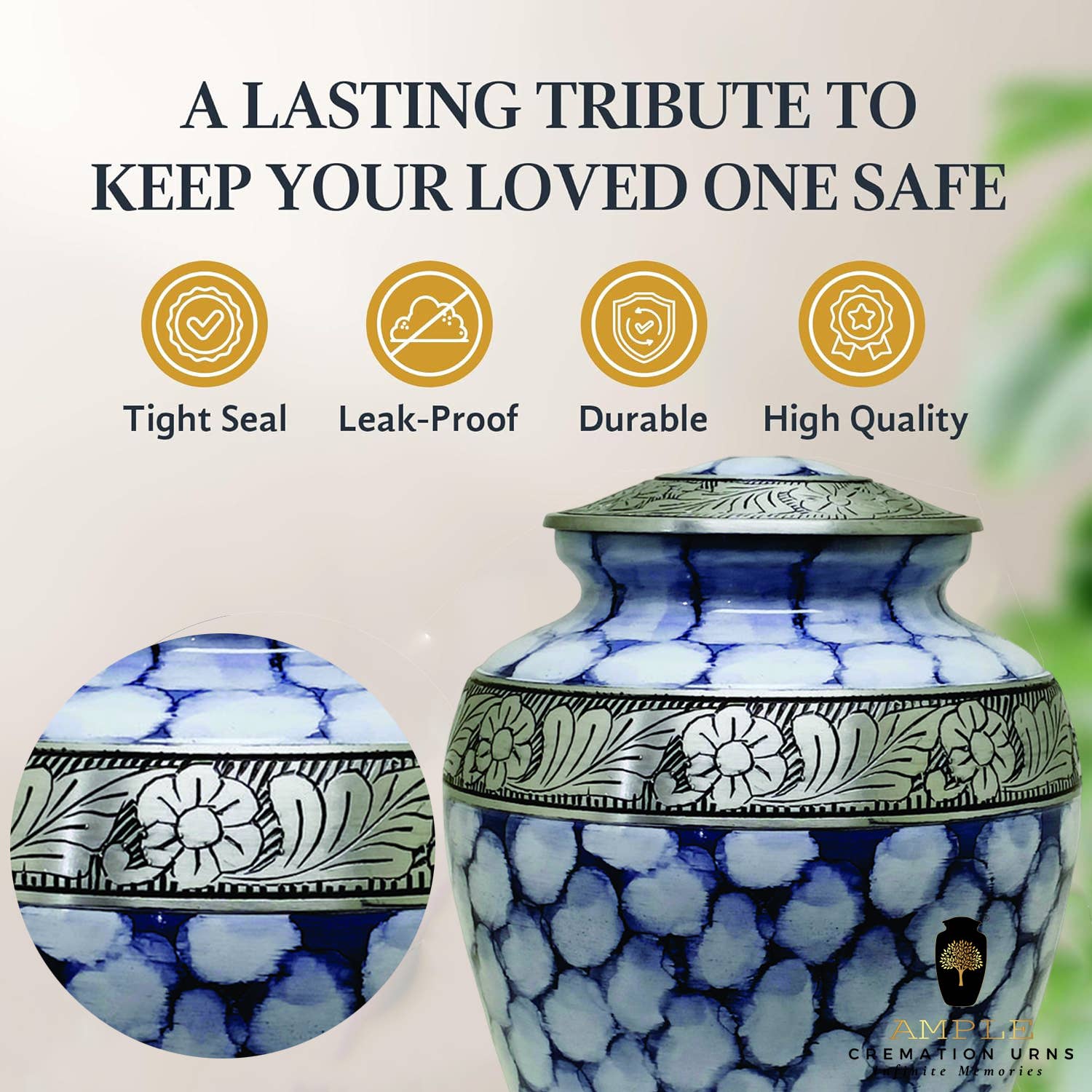 Ample Cremation Urns - Wholesale Urn - Beautiful Cremation Urn with Threaded Lid7