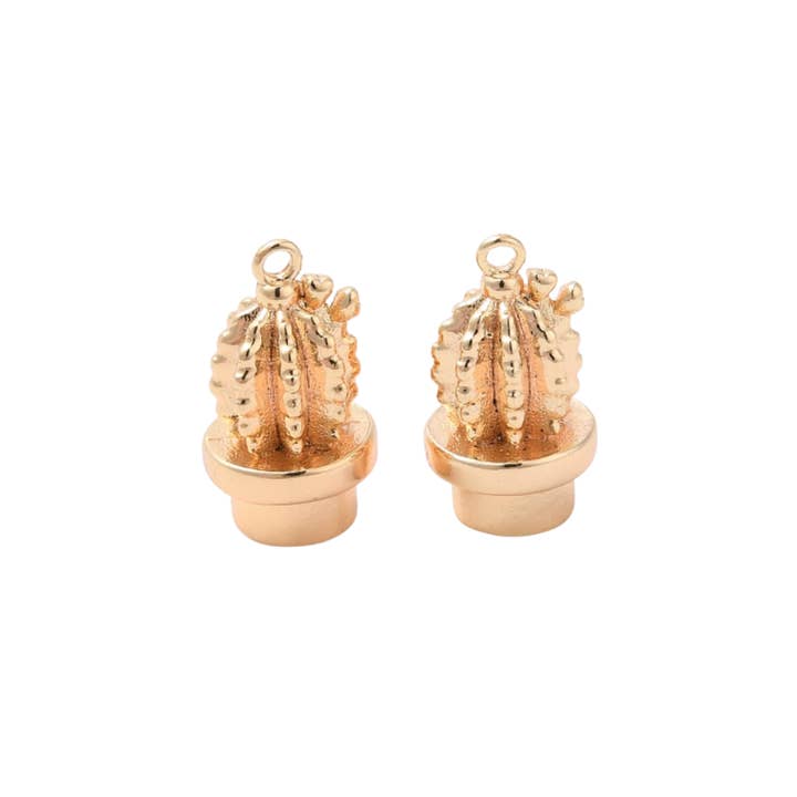 The Charm Bar Company - Wholesale Individual Charm/Pendant - * Gold Small Cactus Charm