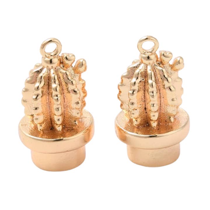 * Gold Small Cactus Charm for wholesale by The Charm Bar Company