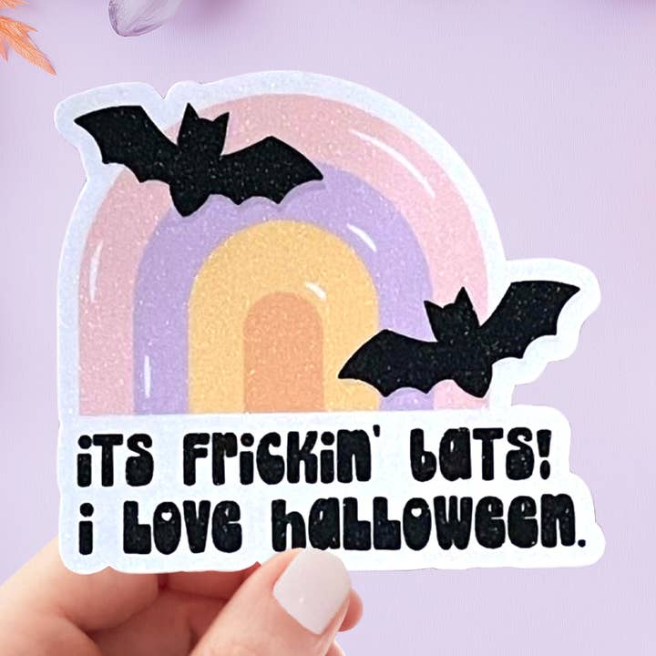 It's Frickin Bats! I Love Halloween - Water Bottle Sticker for wholesale by All The Kewt Stickers