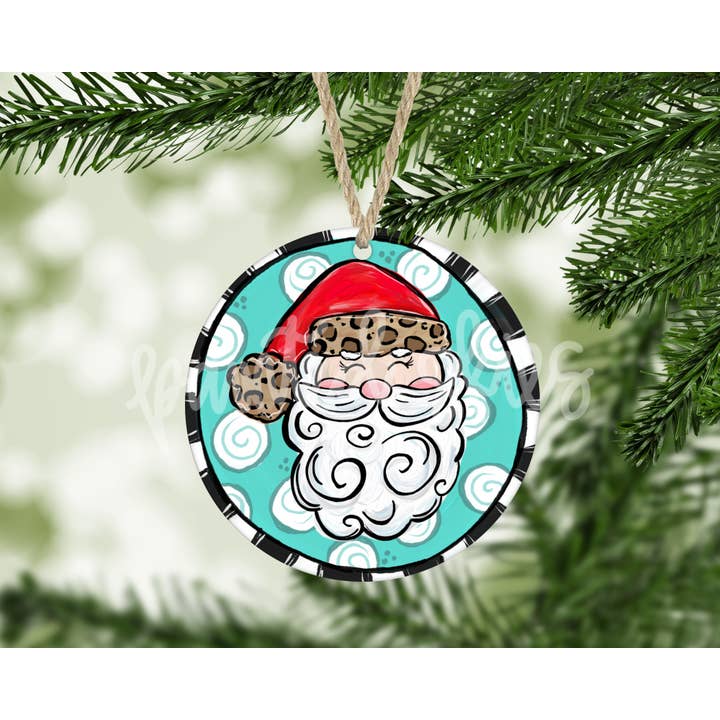 Whimsical Leopard Santa Claus Christmas Ornament for wholesale by Painted Skies