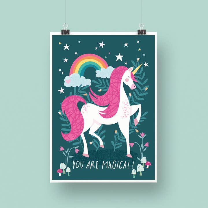 'You Are Magical' Unicorn / Children's Art Print for wholesale by Joanne de Pace Design Studio