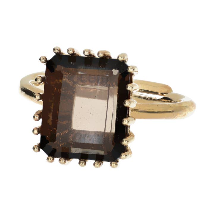 Anillo ajustable en Cuarzo ahumado | Musa para venta al por mayor de ISHWARA JEWELS