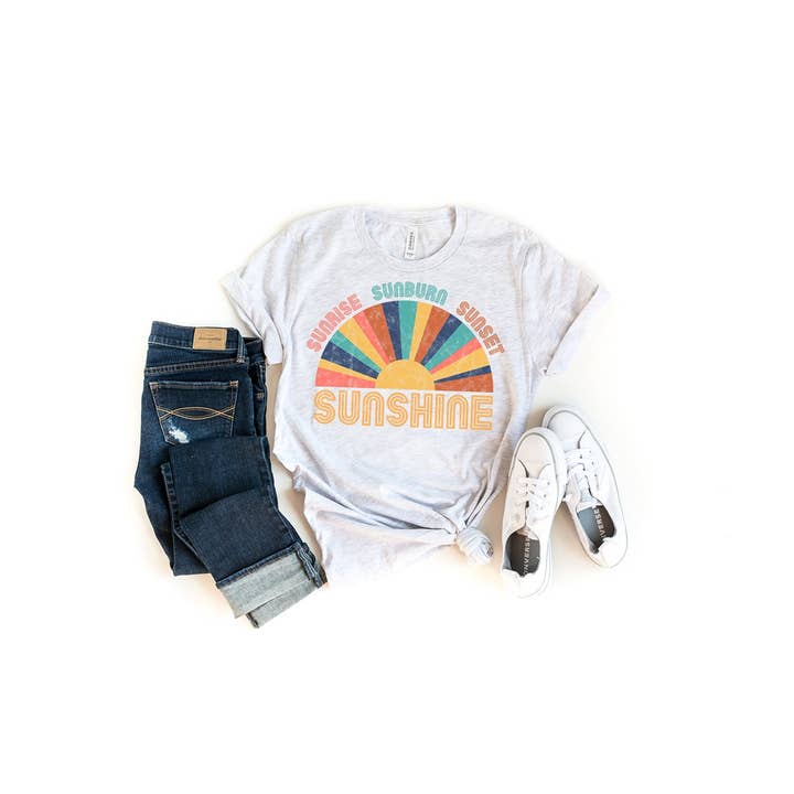 Sunrise and Sunshine Ash Tee for wholesale by Simply Tees