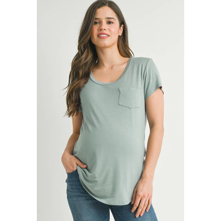 Hello Miz - Wholesale Nursing Top - Maternity - Round Neck Maternity Nursing Pocket T-Shirt 7