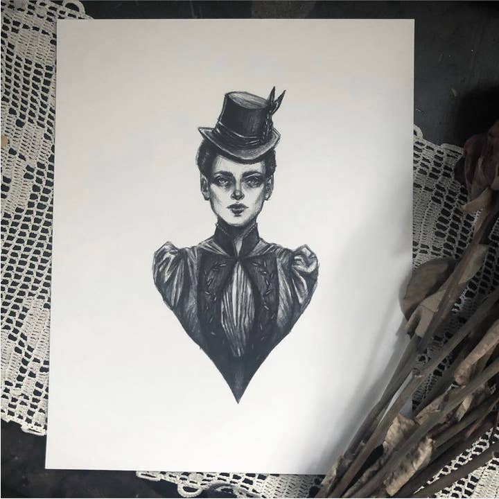 Stampa artistica Mina, Dracula, vampiro gotico per la vendita all'ingrosso da parte di Caitlin McCarthy Art