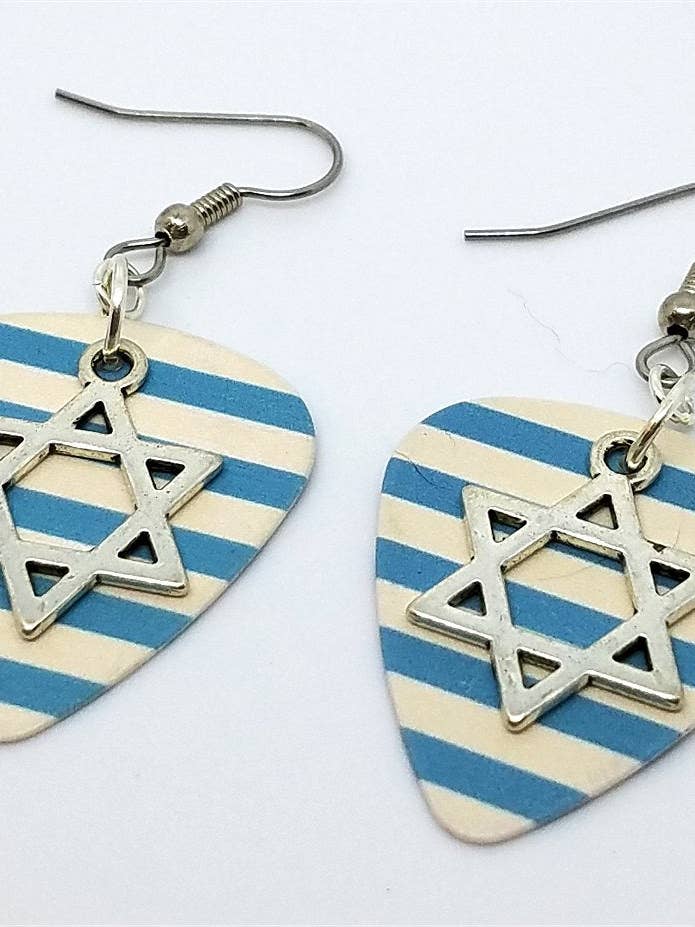 Star of David Charm Guitar Pick Earrings for wholesale by Simply Raevyn
