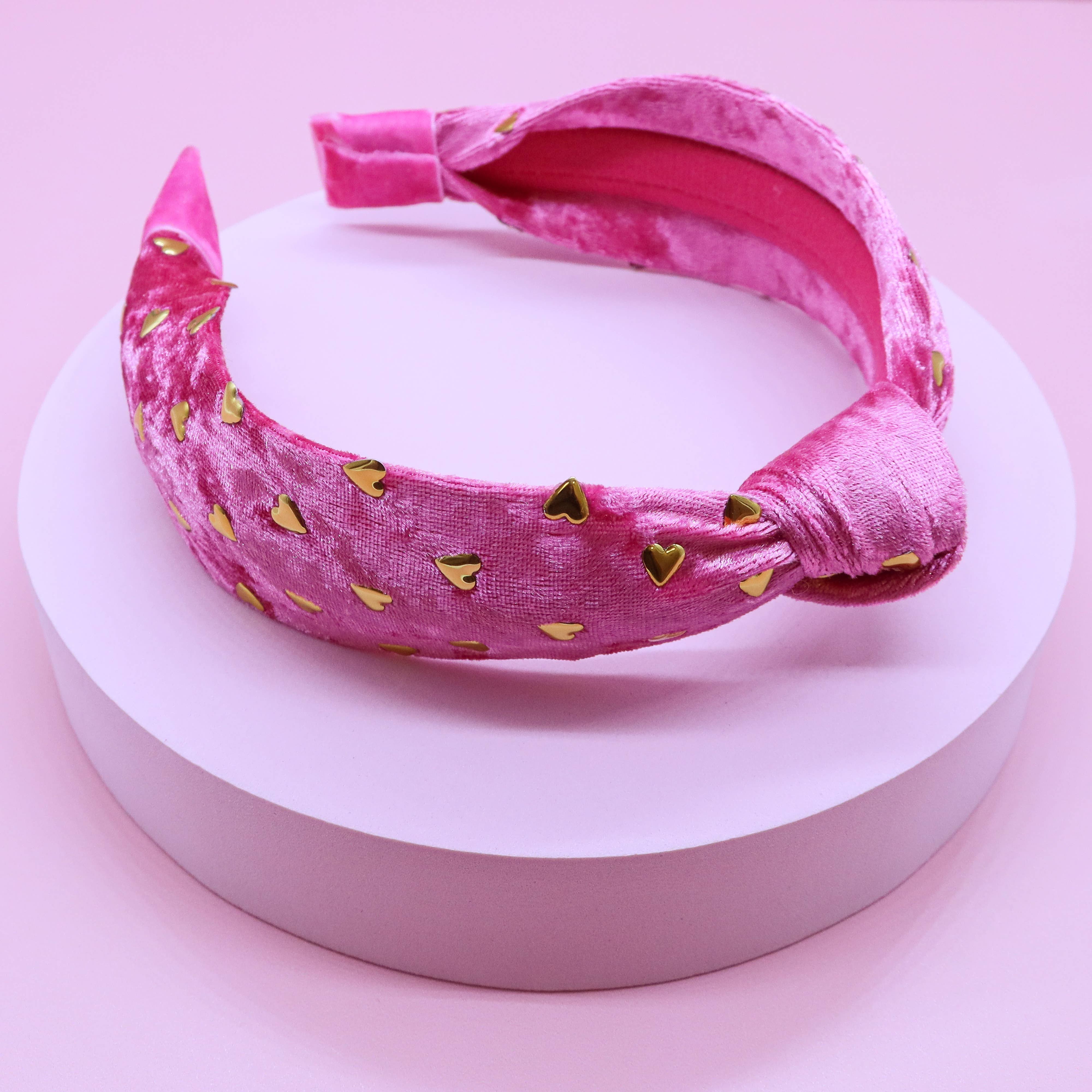 Frog Sac - Wholesale Fashion Headband - Kids - Kids Knot Headband - Gold Heart Stud Velvet Hair Accessories1