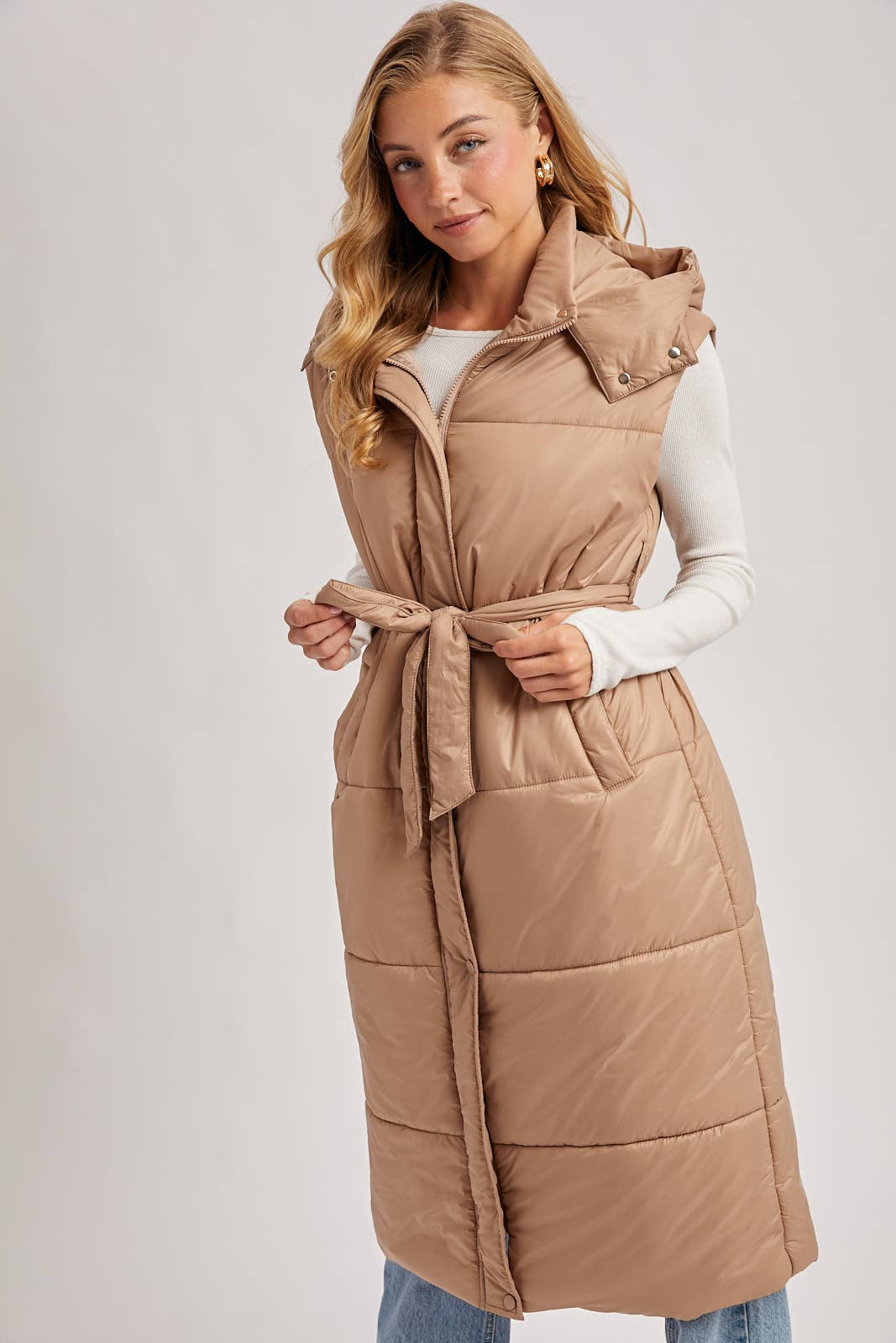 Bluivy – wholesale Väst - Dam – LÅNG LINJE BÄLTE PUFFER HUVA VÄST20