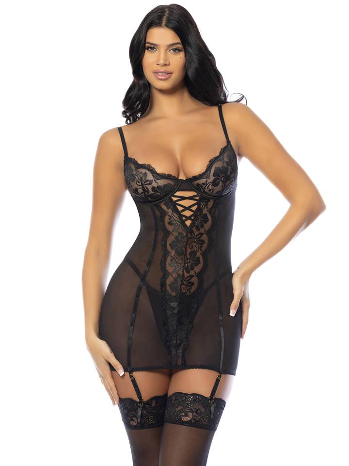 REMOVED BRAND - Wholesale Chemise - Women's - KEHLANI MESH/LACE FITTED CHEMISE8