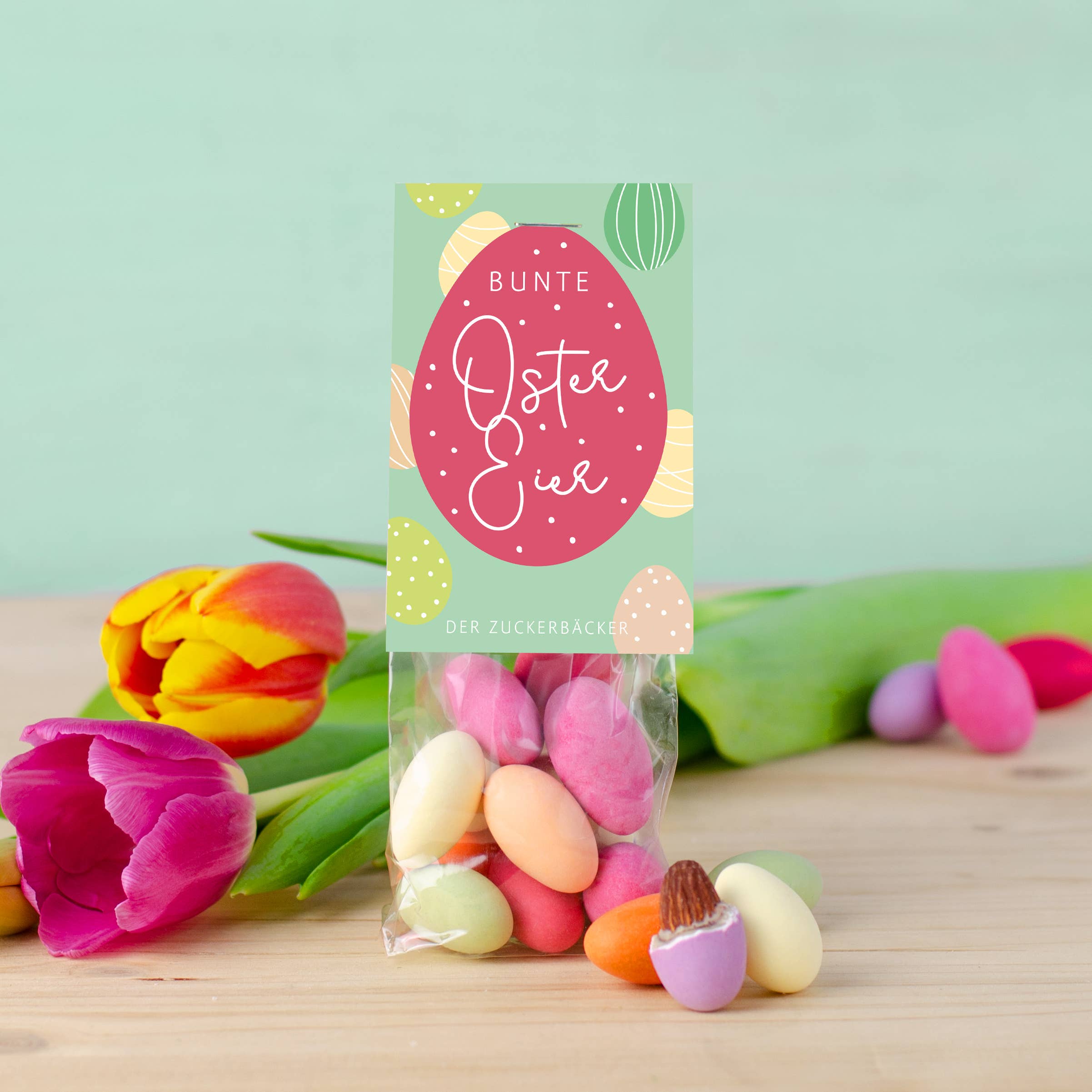 Der Zuckerbäcker - Wholesale Chocolate-covered sweets - Sweet bag Colourful Easter eggs almonds with fruit flavor1