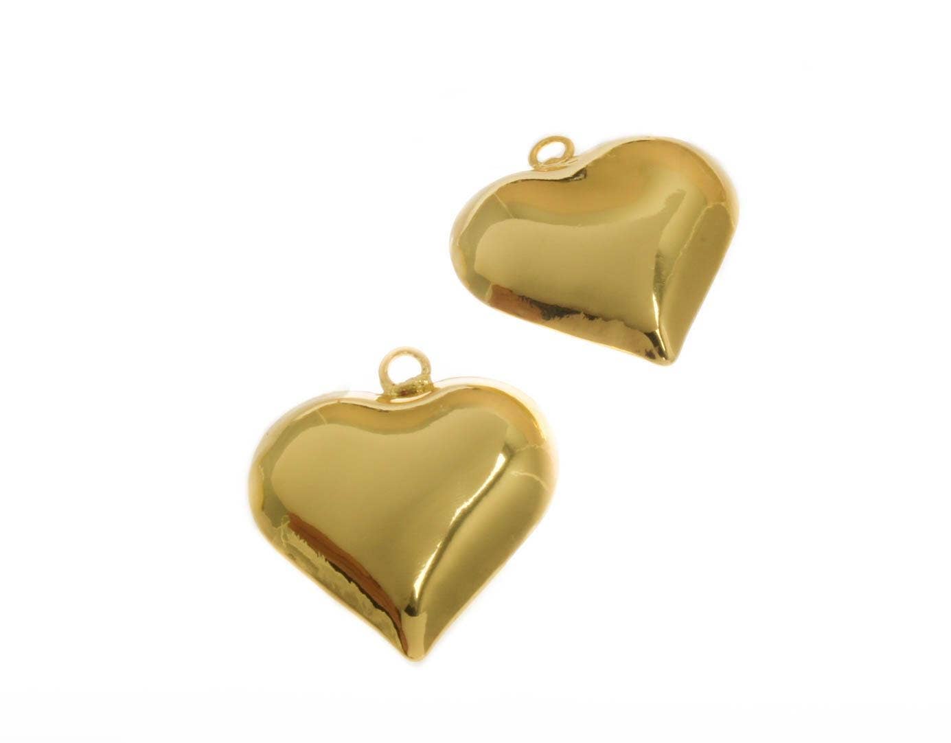 Jewel Pledge - Wholesale Individual Charm/Pendant - 18k Gold Puffy Heart Pendant Statement Piece Gift CPG25152