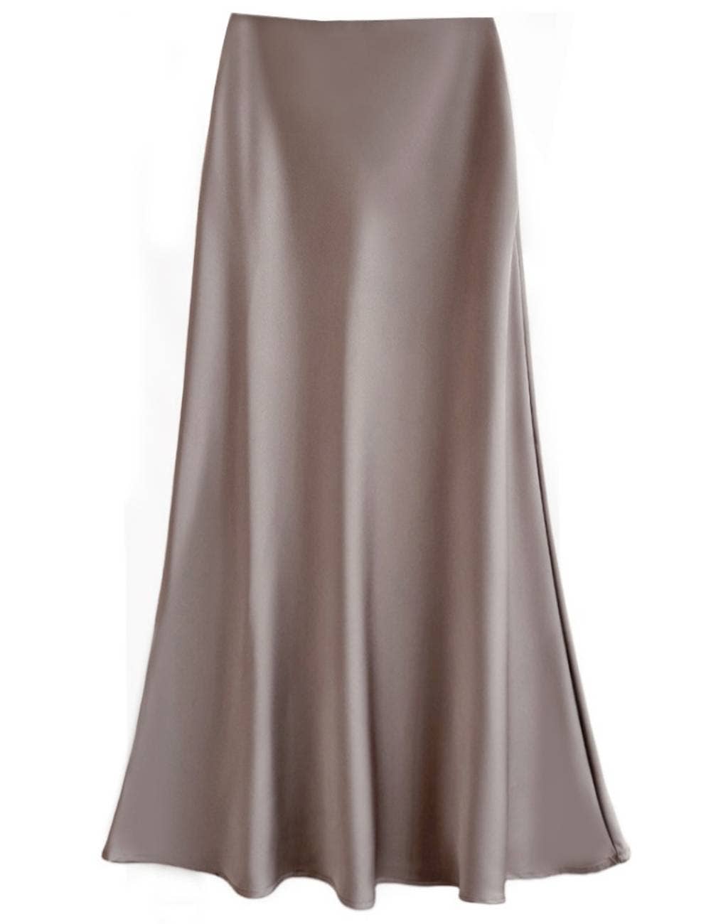 Sweetkama - Wholesale Skirt - Women's - Ladies Satin Elastic Wait Pearlescent Midi Skirt SKS5045318