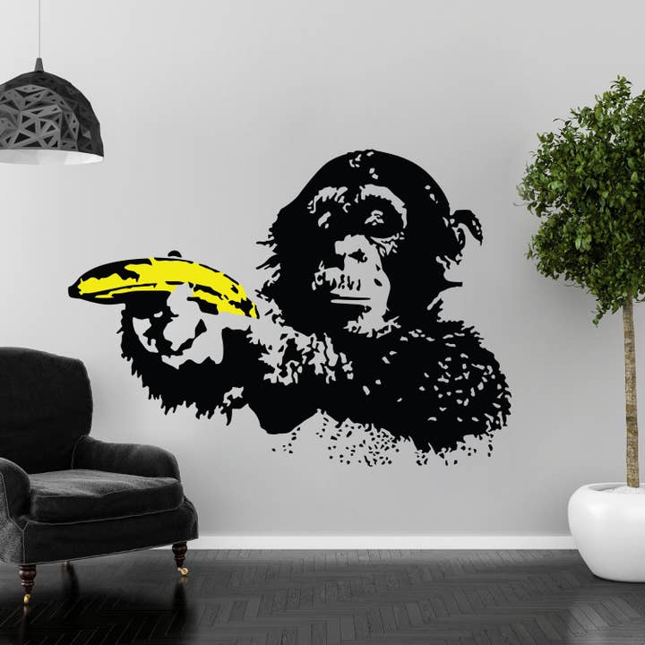Banksy aap-muursticker - Bansky kunst vinylsticker voor wholesale door Decords