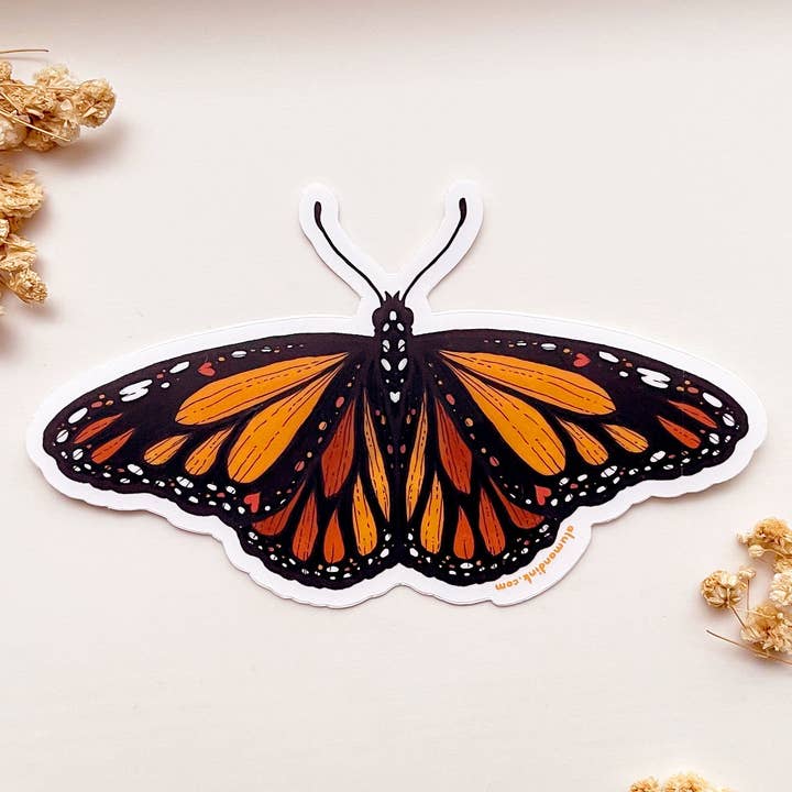 Monarch Butterfly Clear Vinyl Sticker for wholesale by Alum and Ink