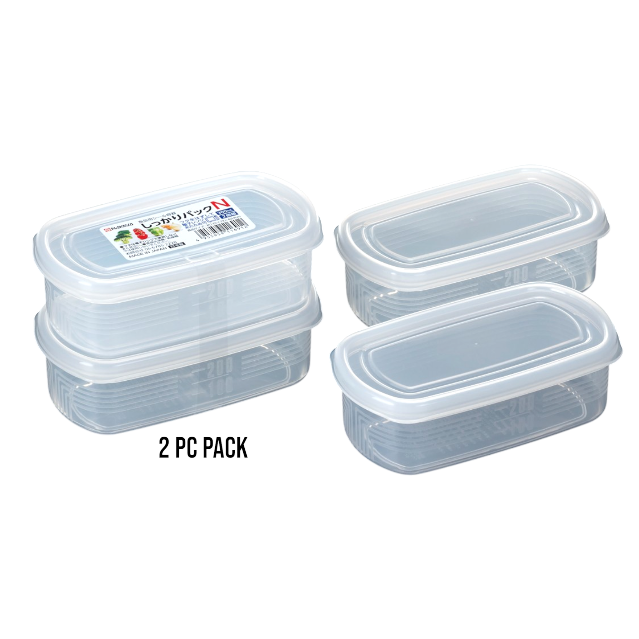 Urban Tokyo - Wholesale Food storage container - 300ml Rectangle Clear Plastic Food Container 2 Piece Pack JP (10/120)1