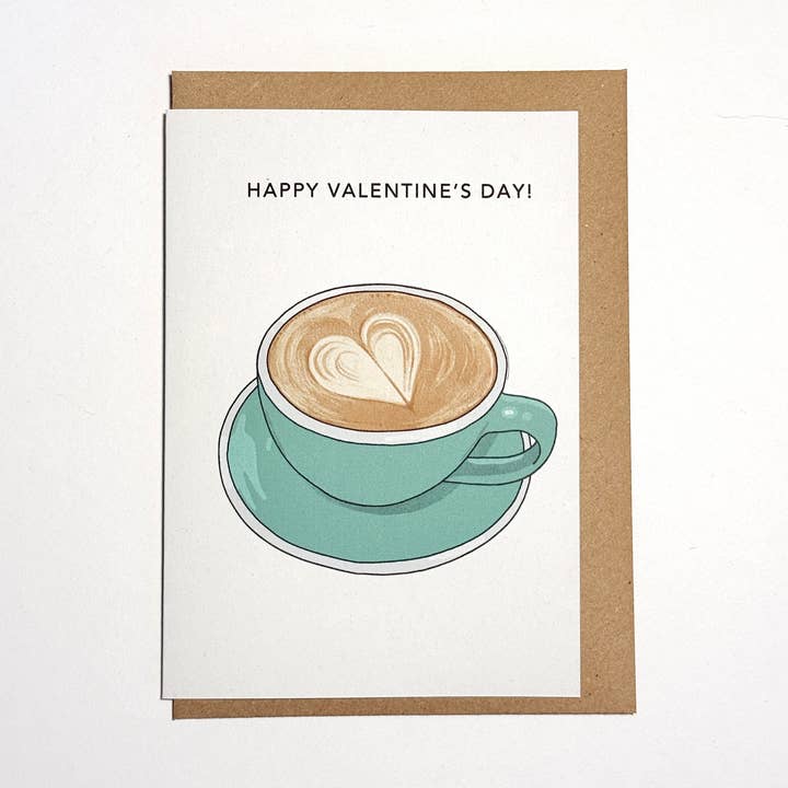 Happy Valentine's Day Coffee Card - recycled eco friendly for wholesale by Kate Broughton