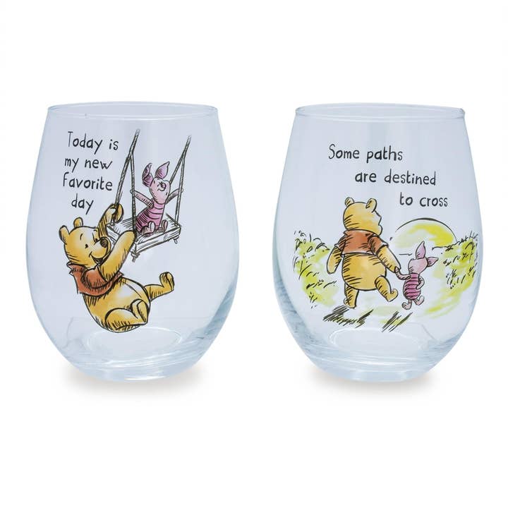 Ensemble de 2 verres sans pied avec citations de Winnie l'Ourson pour la vente par Toynk