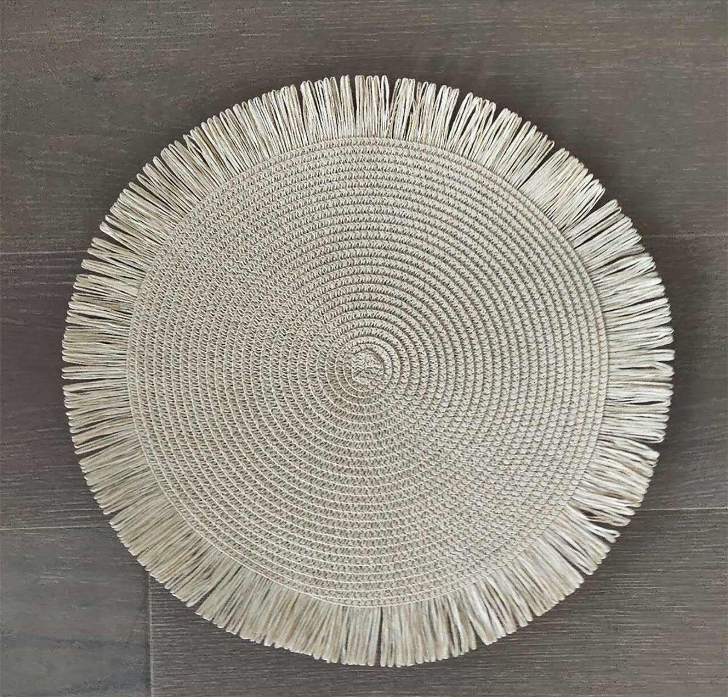 Fennco Styles - Wholesale Placemat - Handwoven Fringe Boho 15" Round Placemat1