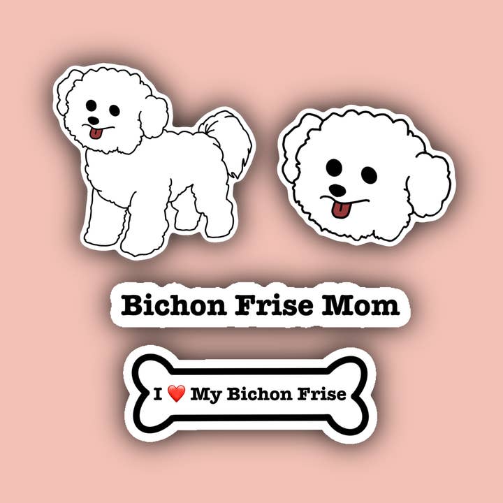 Bichon Frise Sticker Pack - 4 Waterproof Sticker for wholesale by Delmarva Stickers