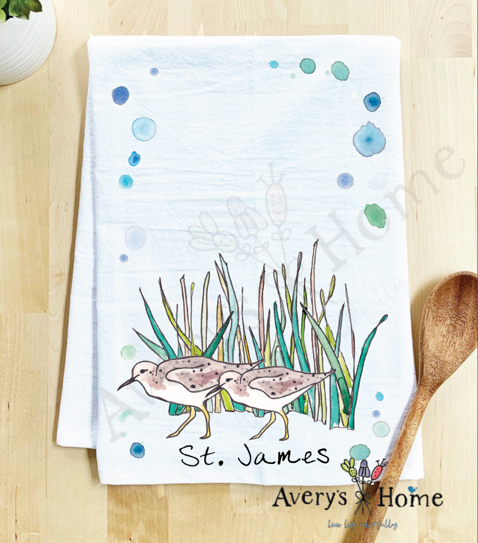 Avery's Home - Wholesale Tea Towel - Sandpipers with Beach Grass Bird Customizable Tea Towel21