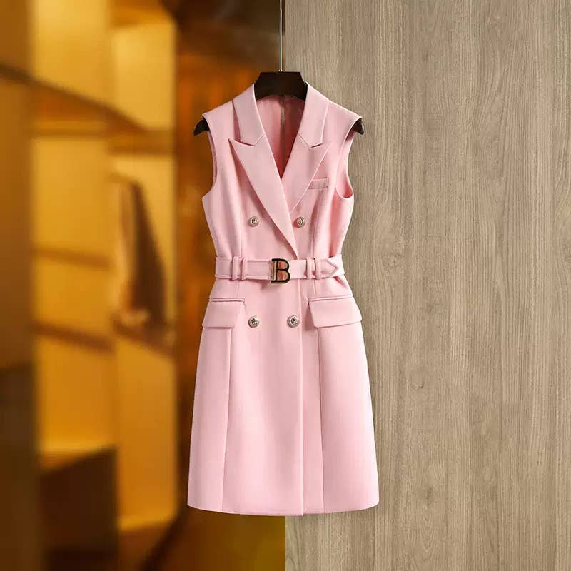 Productseeker - Wholesale Dress - Women's - DR008Y Fushcia Sleeveless Tie-Waist Suit Dress 25