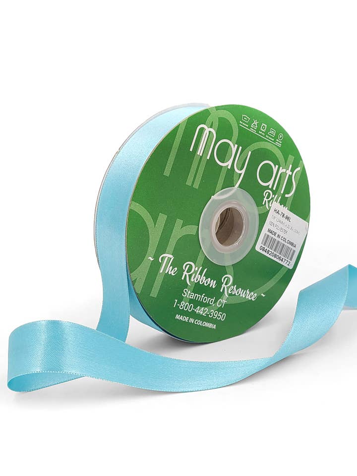 ~7/8"Luster Double Face Satin Ribbon, Turquoise for wholesale by May Arts Ribbon