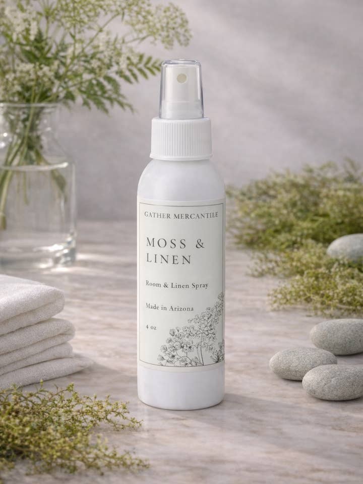 Moss & Linen Room & Linen Spray for wholesale by Gather Mercantile