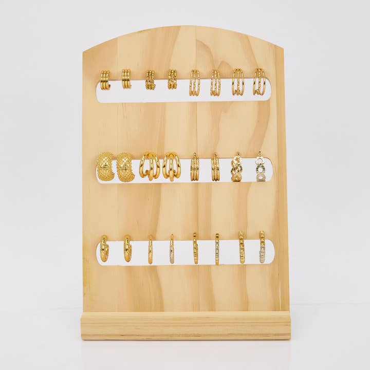 display stand for mini gold-plated hoop earrings Steel for wholesale by By Sookay