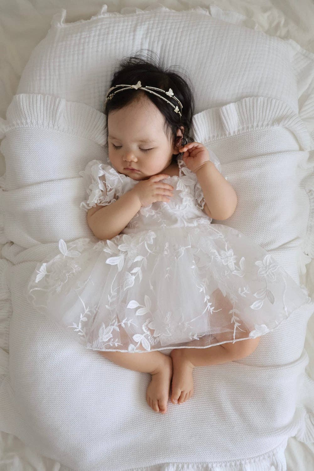 A Little Lacey – wholesale Dress – Baby – Petal White Embroidered Baby Dress2