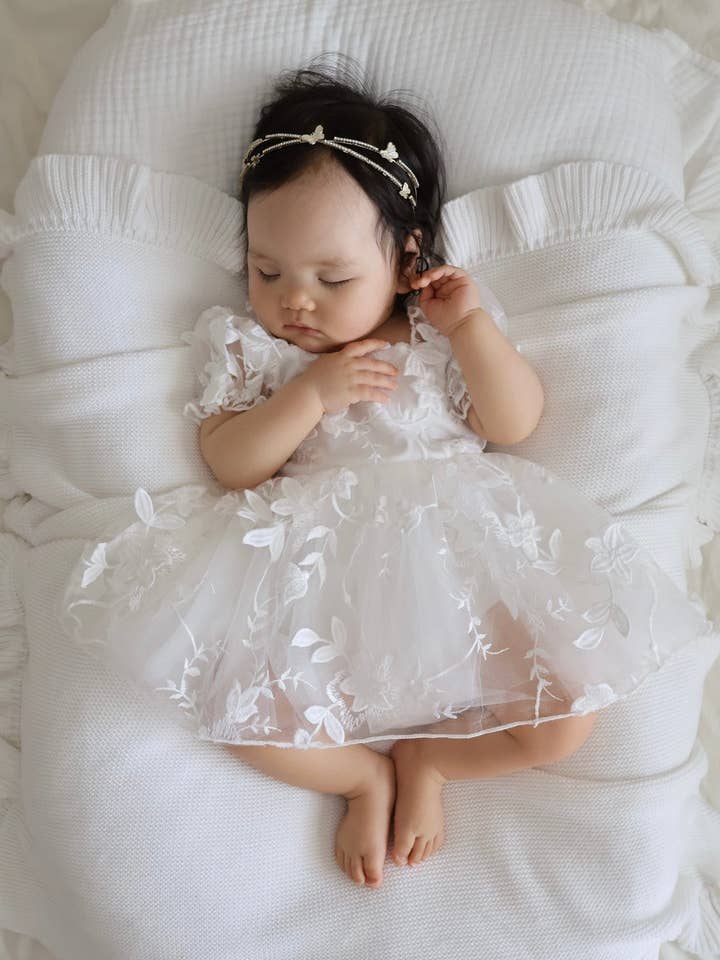 A Little Lacey - Wholesale Dress – Baby - Petal White Embroidered Baby Dress2