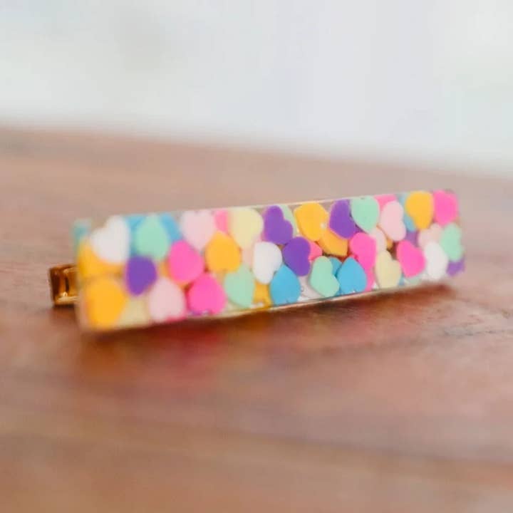 Colorful Hearts Acrylic Hair Clip for wholesale by Roses and Polkadots Boutique