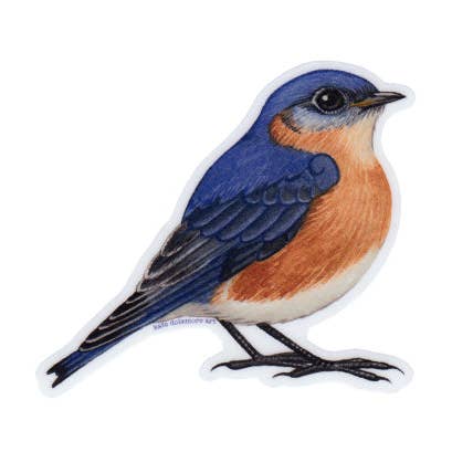 Eastern Bluebird Vinyl Bird Sticker for wholesale by Kate Dolamore Art