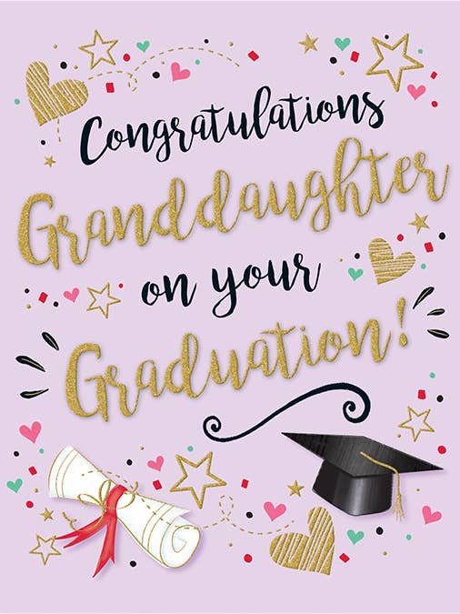 Graduation Card, Graduation Granddaughter, Mortarboard for wholesale by Piccadilly Greetings