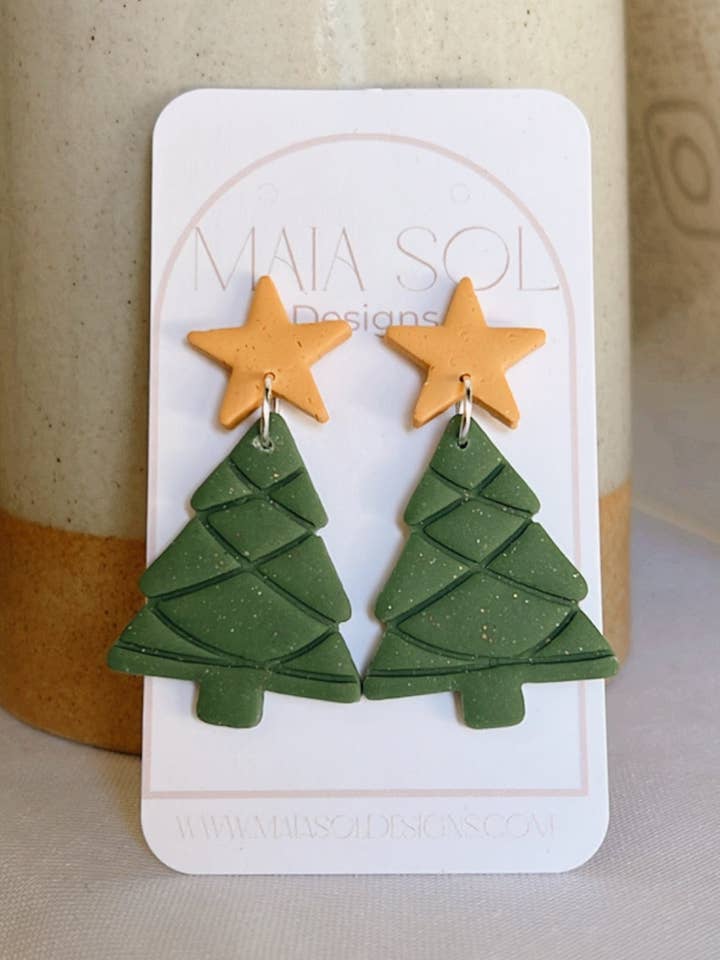 Juletræ dingle øreringe for engroshandel hos Maia Sol Designs