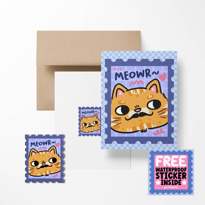 Carte de vœux Meowr Chat pour la vente par Girls Printing House