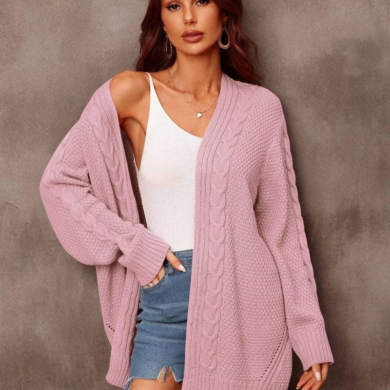 Mirazshoes WholeSale – Großhandel Strickjacke – Damen – Lässiger Lockerer Strick-Cardigan mit langen Ärmeln als Oberbekleidung6