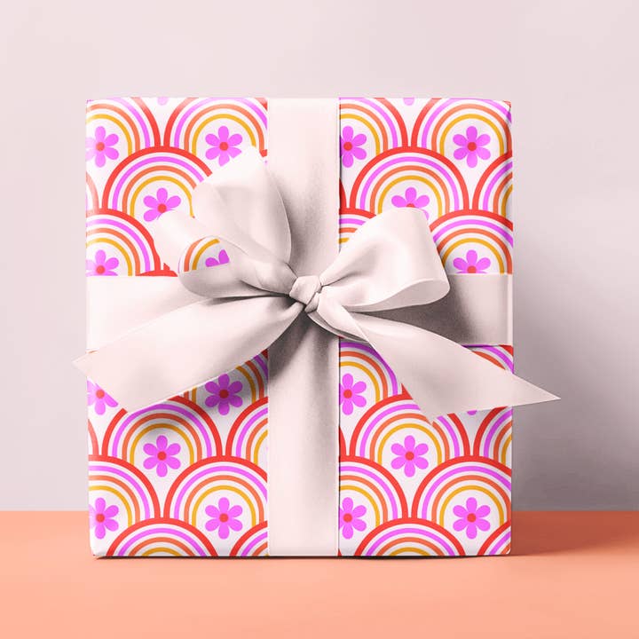 Funky Flower burst Gift Wrap – With Matching Tag for wholesale by Mac and lilly