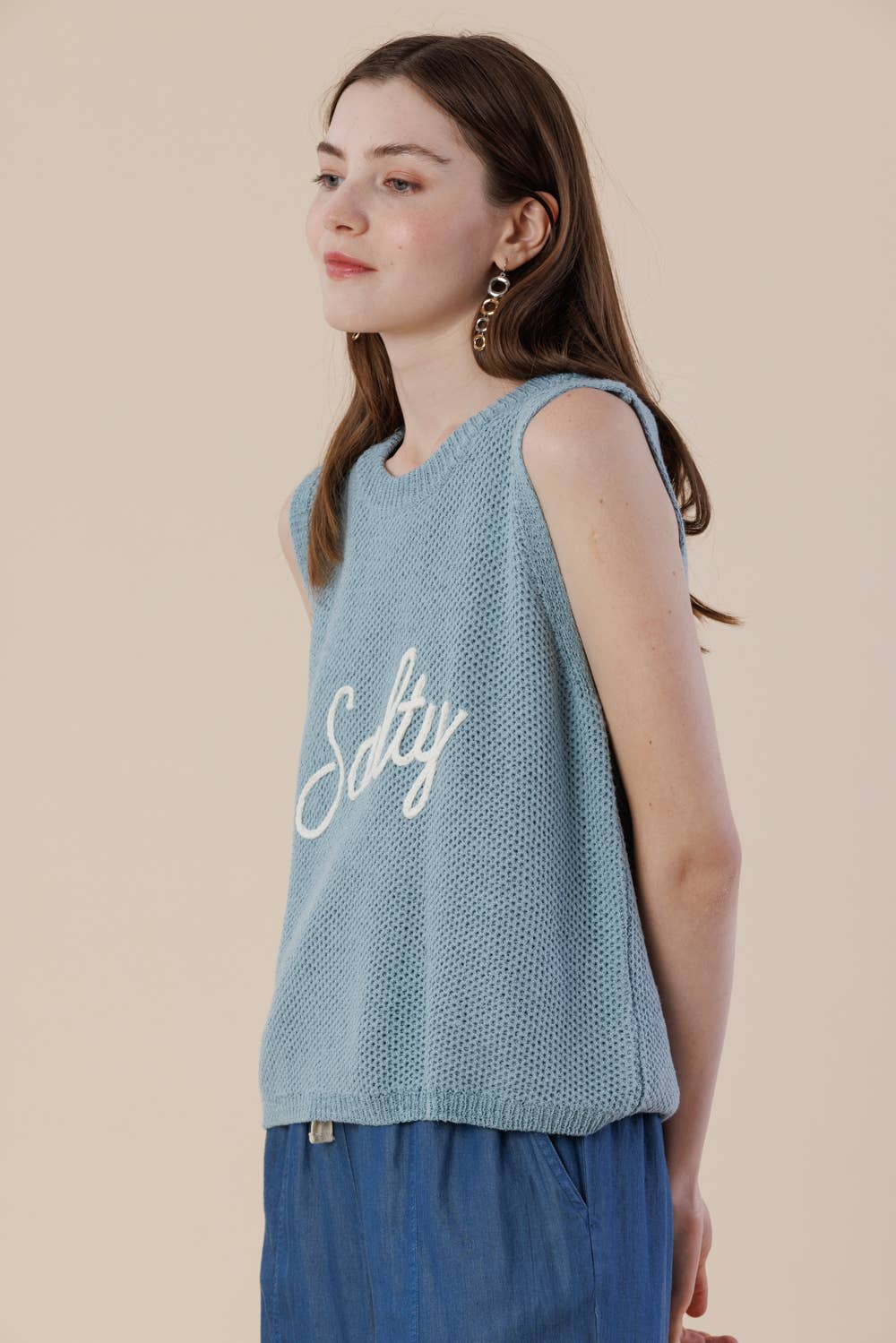 A & SHE – Großhandel T-Shirt – Damen – Salty Strickpullover-Top – Ärmellose Sommerweste3