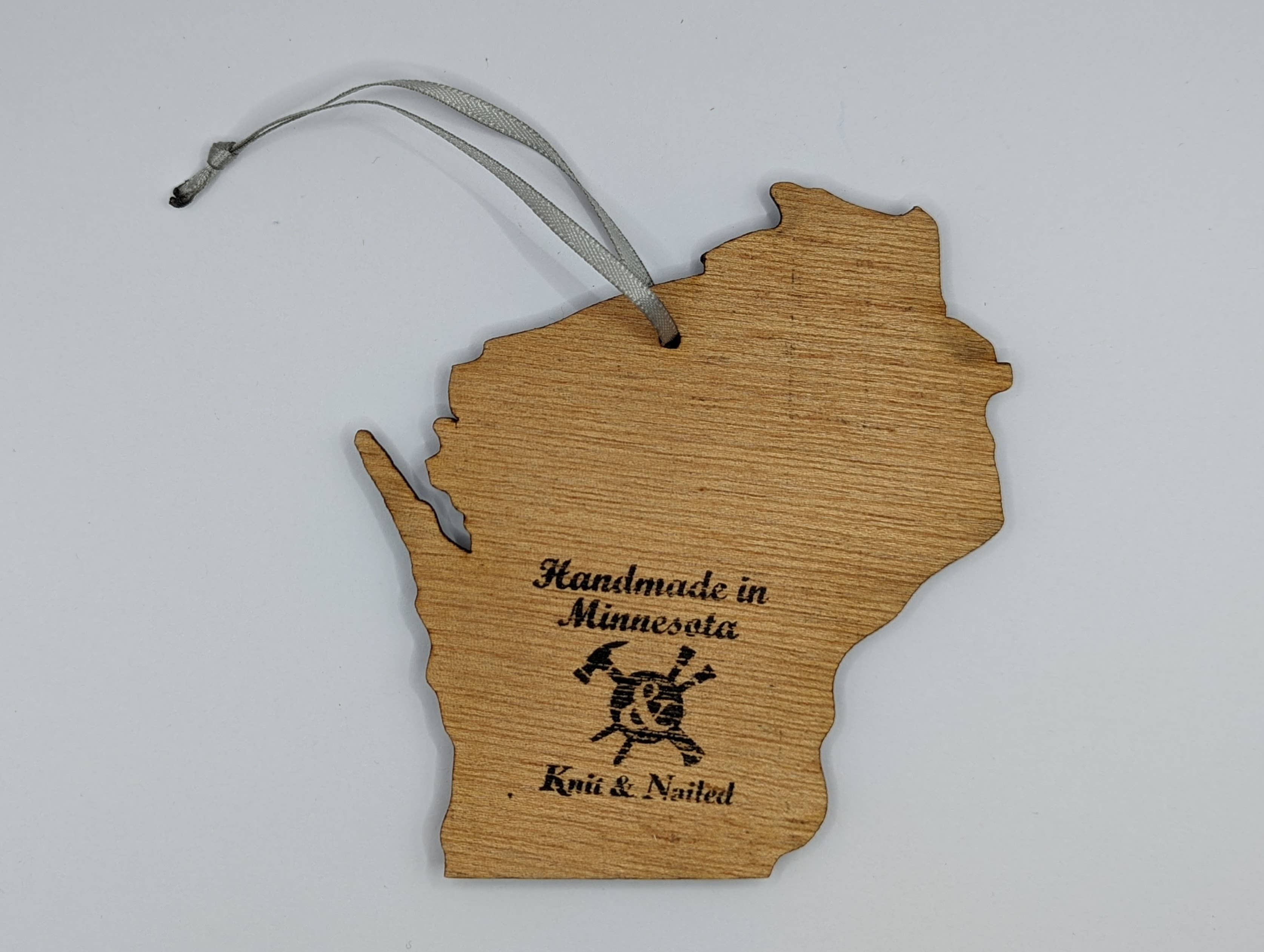 Knit and Nailed - Wholesale Ornament - Wisconin Wood Ornament Art 5" varieties11