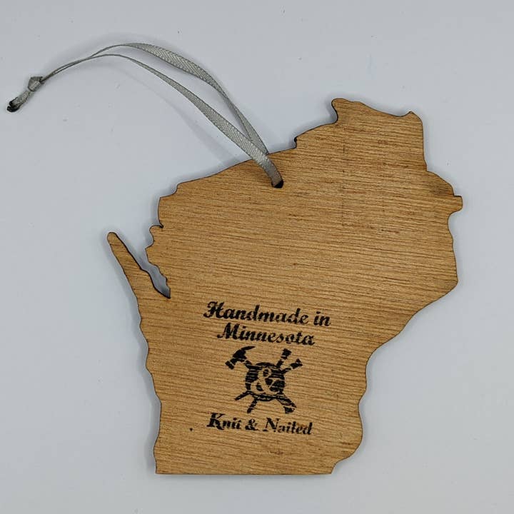 Knit and Nailed - Wholesale Ornament - Wisconin Wood Ornament Art 5" varieties11