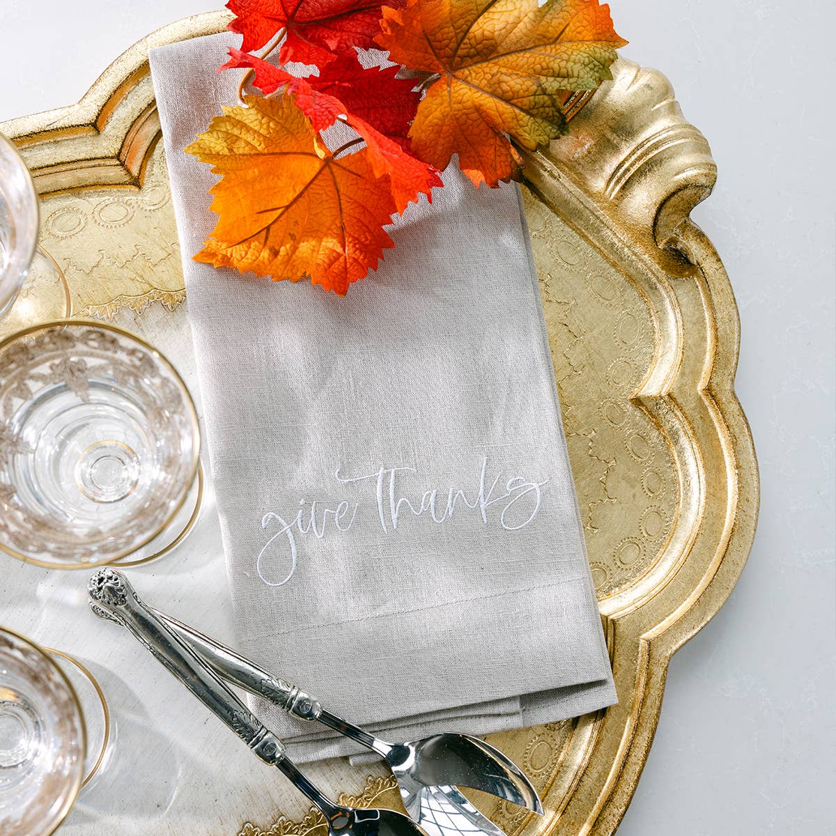 Soft Flax Give Thanks Towel for wholesale on Faire2