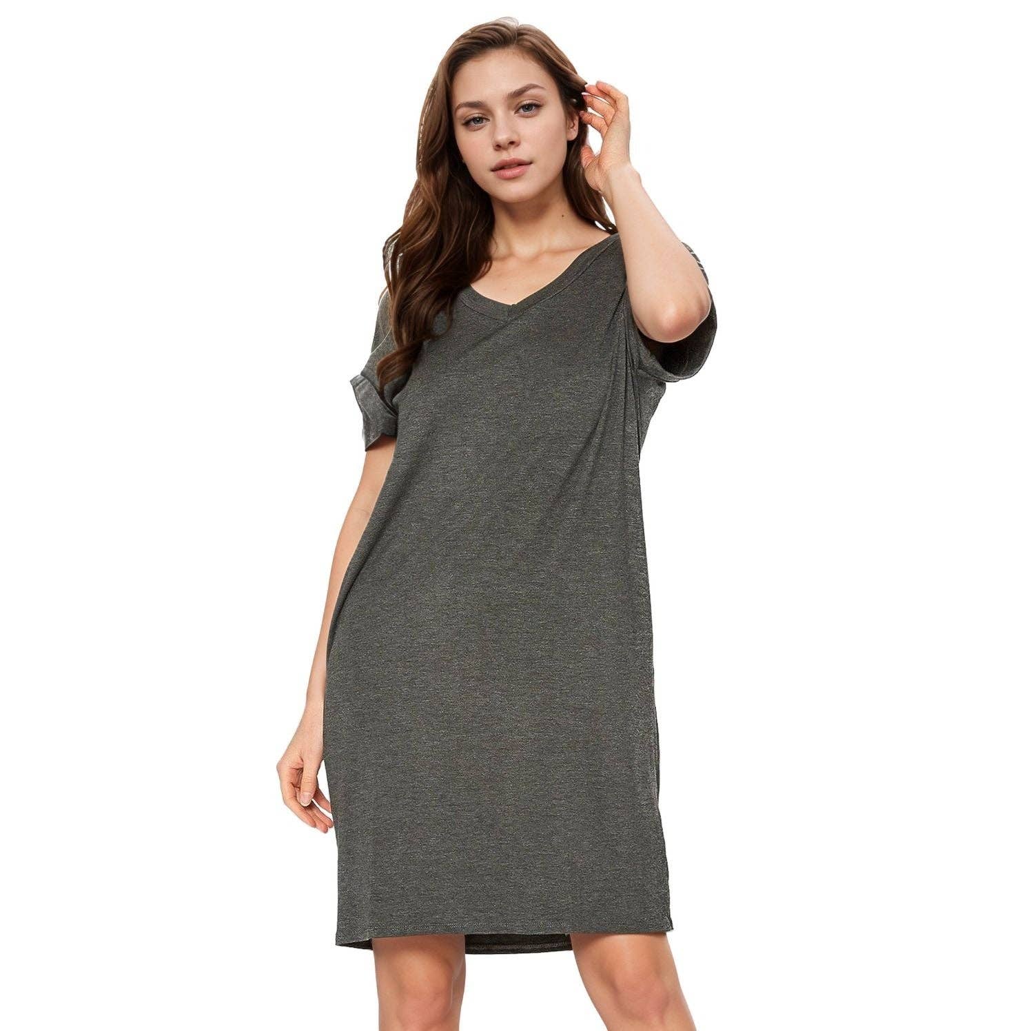 Robin K - Wholesale Dress - Women's - Women's Bellatrix V- Neck T-shirt Dress With Pocket8
